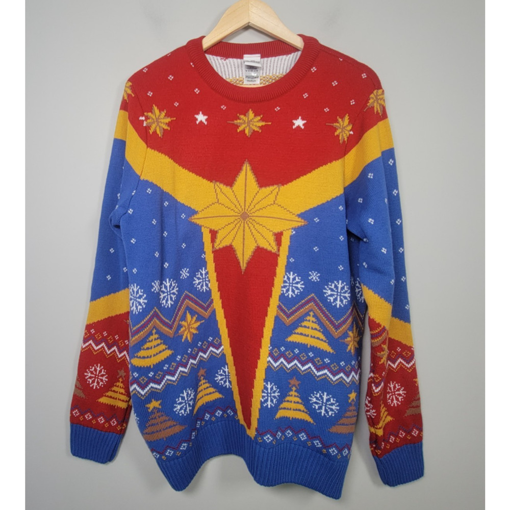 NWT Marvel Avengers M Ugly Christmas Sweater Unisex Captain Marvel Fair Isle